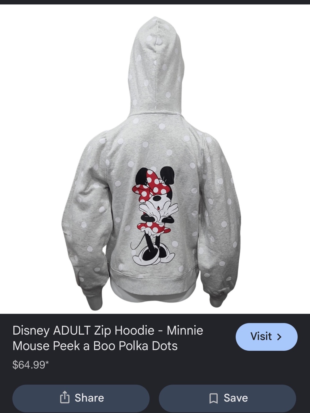 Adult L Disney Grey Polka Dot Minnie Mouse Sweatsuit Loungewear NWOT - Picture 5 of 7